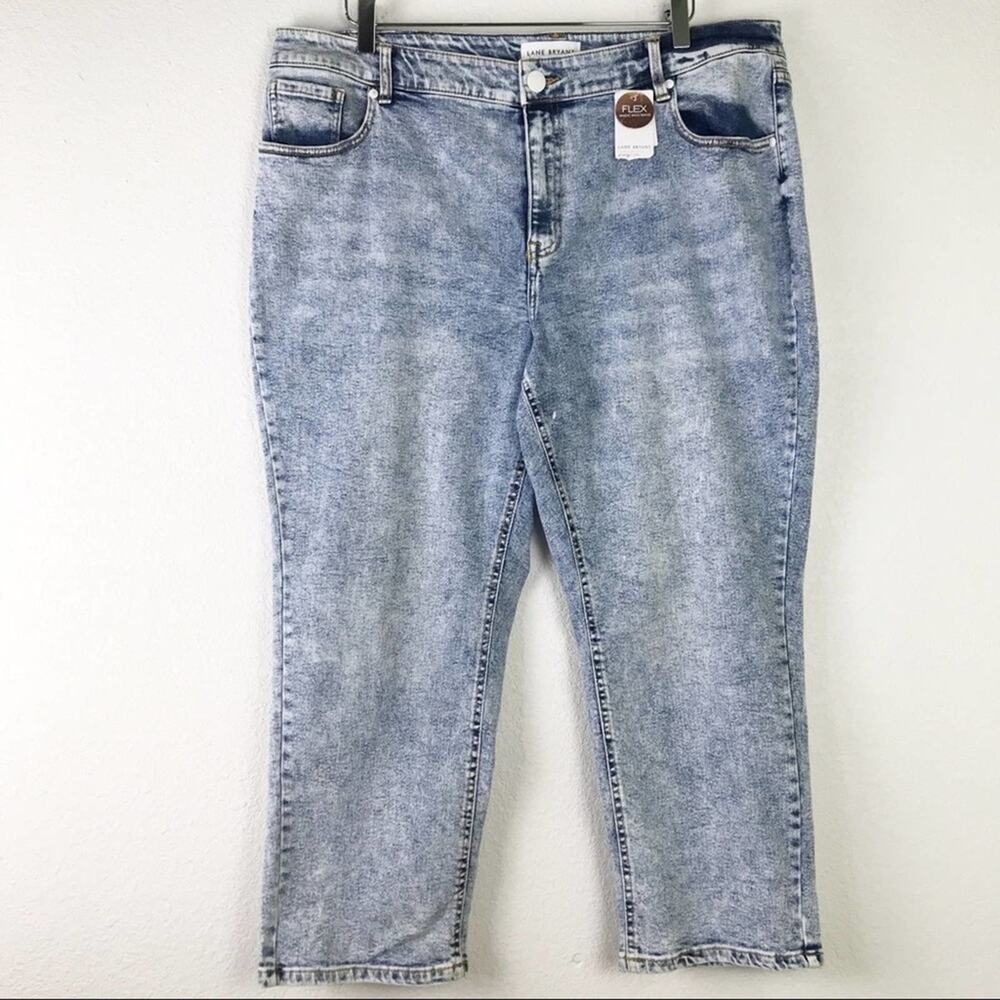 NWT Lane Bryant High Rise Girlfriend Straight Leg Jeans Acid Wash Plus Size 18